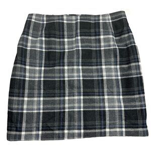 Vintage Cj Banks Plus Size 22W Blue Gray Plaid Acrylic Blends Skirt Made In USA